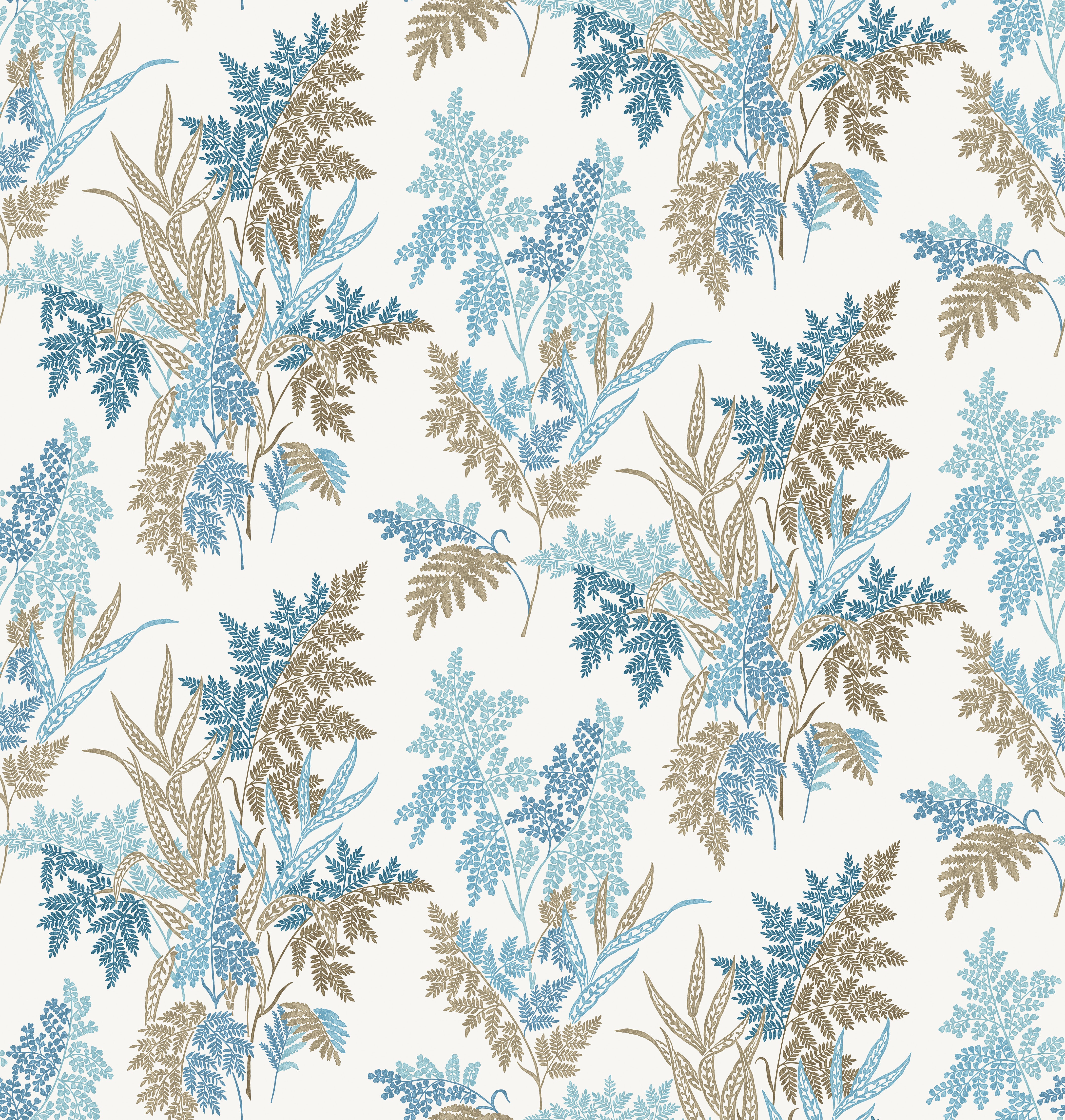 Nina Campbell Fabric - Dallimore Fern Craze Indigo/Blue/Chocolate NCF4533-02