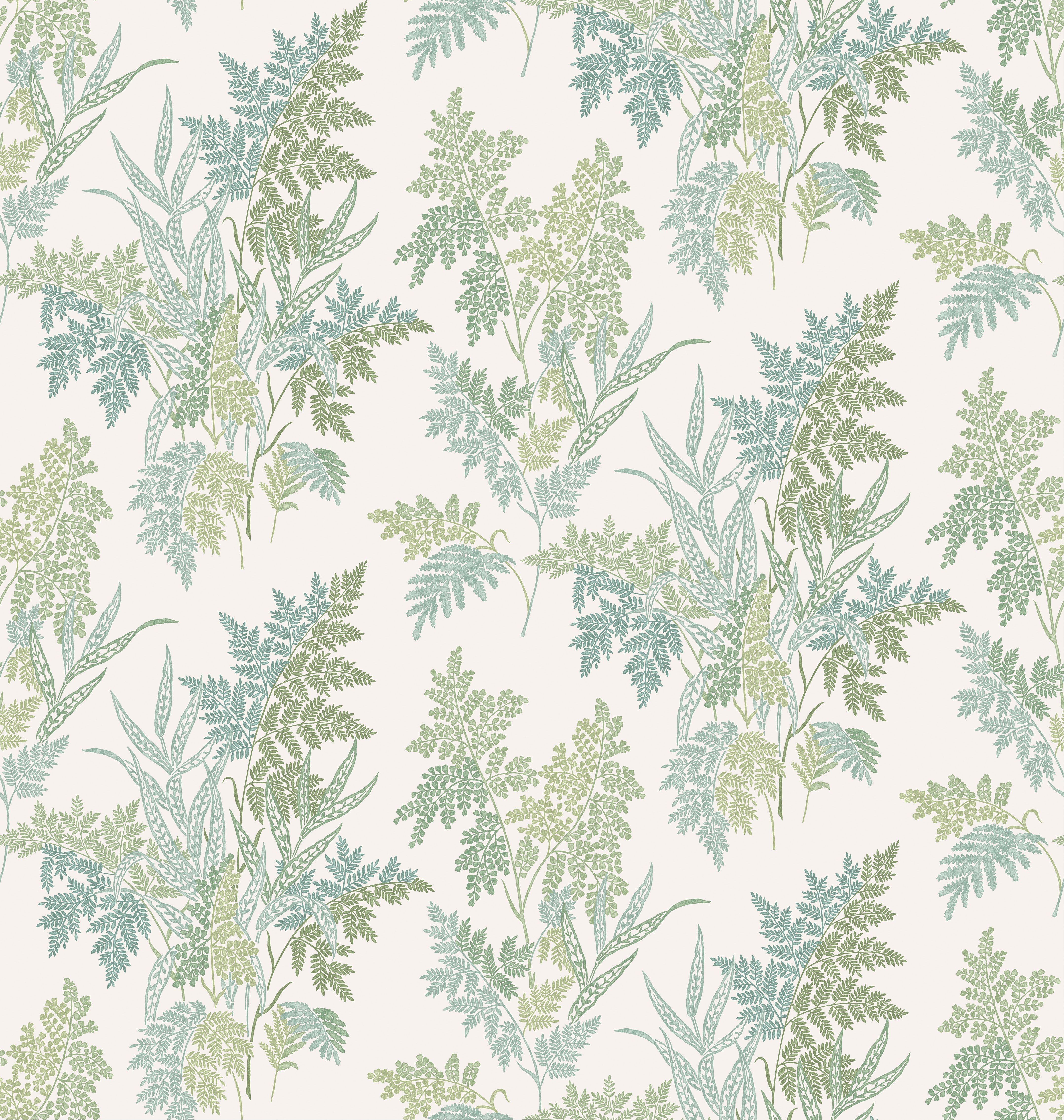 Nina Campbell Fabric Dallimore Fern Craze Aqua/Eucalyptus