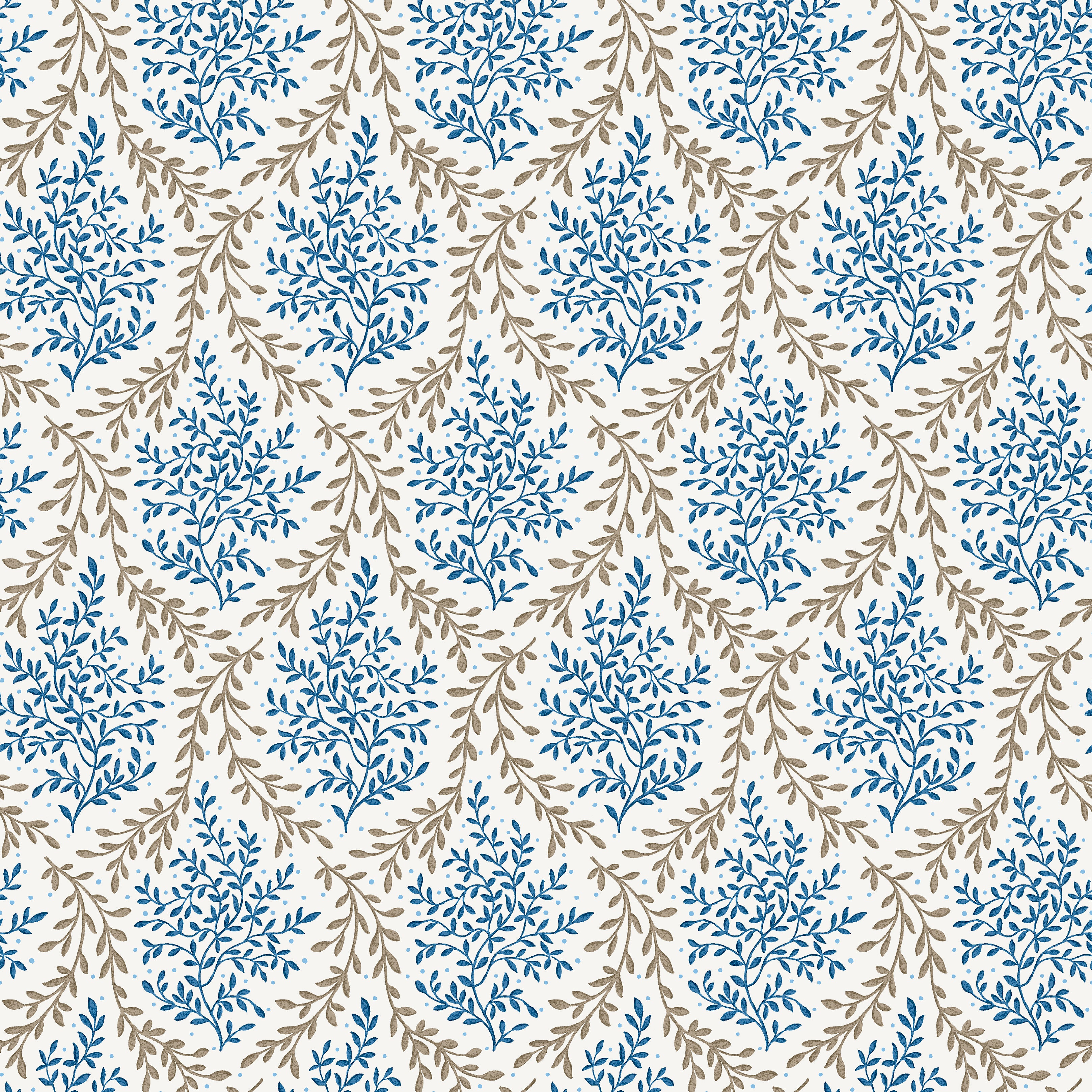 Nina Campbell Fabric Dallimore Bedgebury Indigo/Chocolate