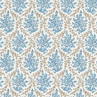 Nina Campbell Fabric Dallimore Bedgebury Indigo/Chocolate