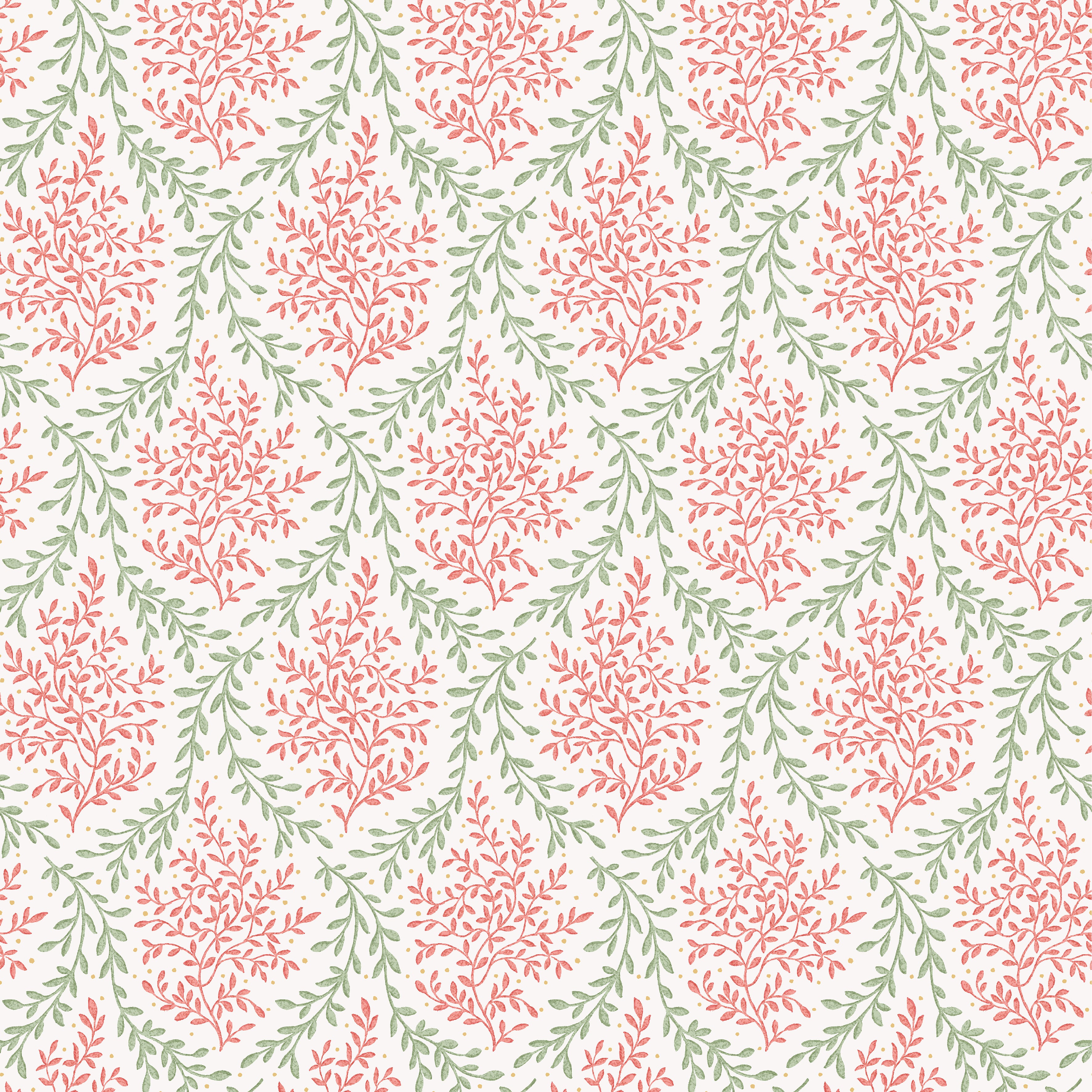 Nina Campbell Dallimore Bedgebury Fabric Coral/Eucalyptus