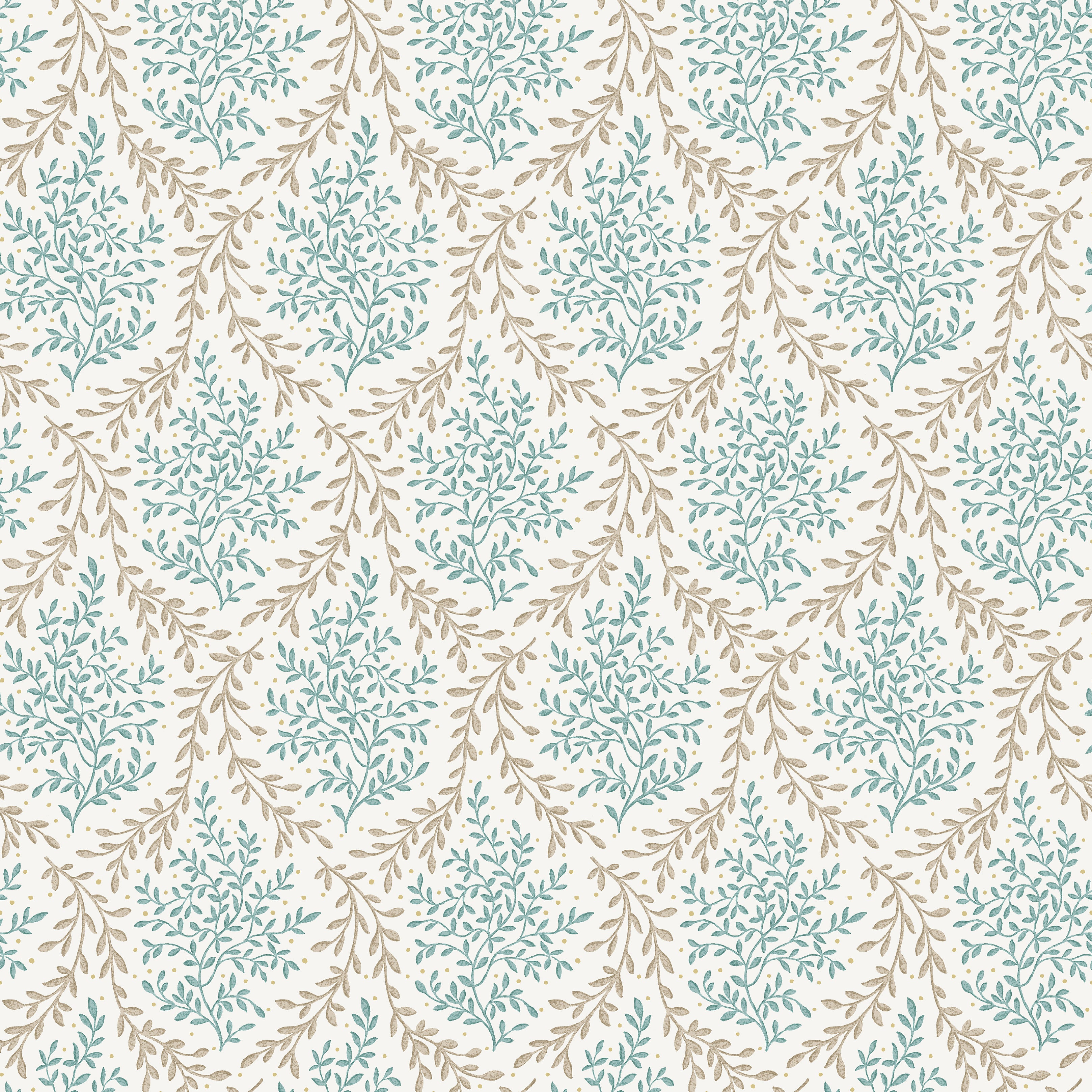 Nina Campbell Dallimore Bedgebury Fabric Aqua/Beige NCF4534-05