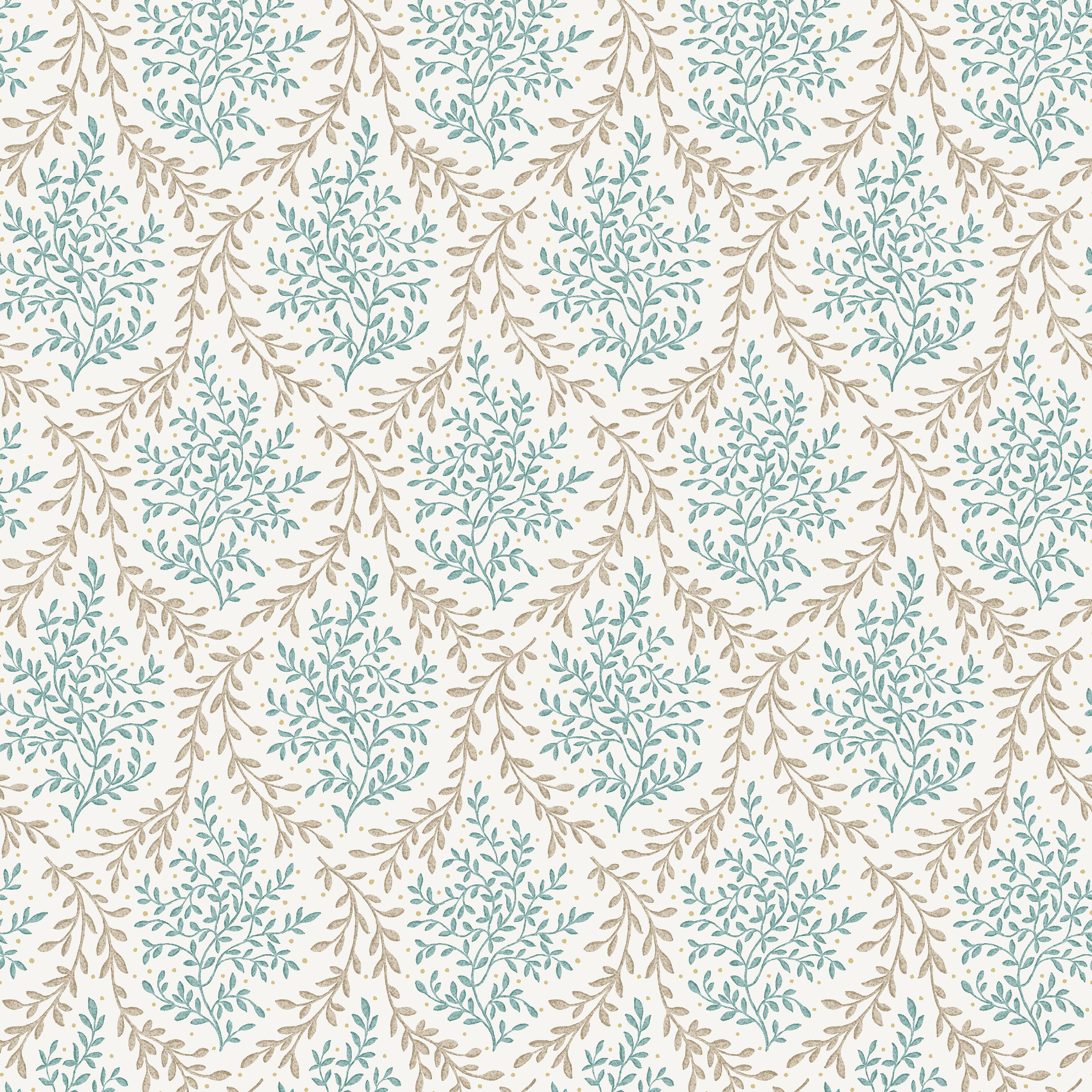 Nina Campbell Fabric - Dallimore Bedgebury Aqua/Beige NCF4534-05