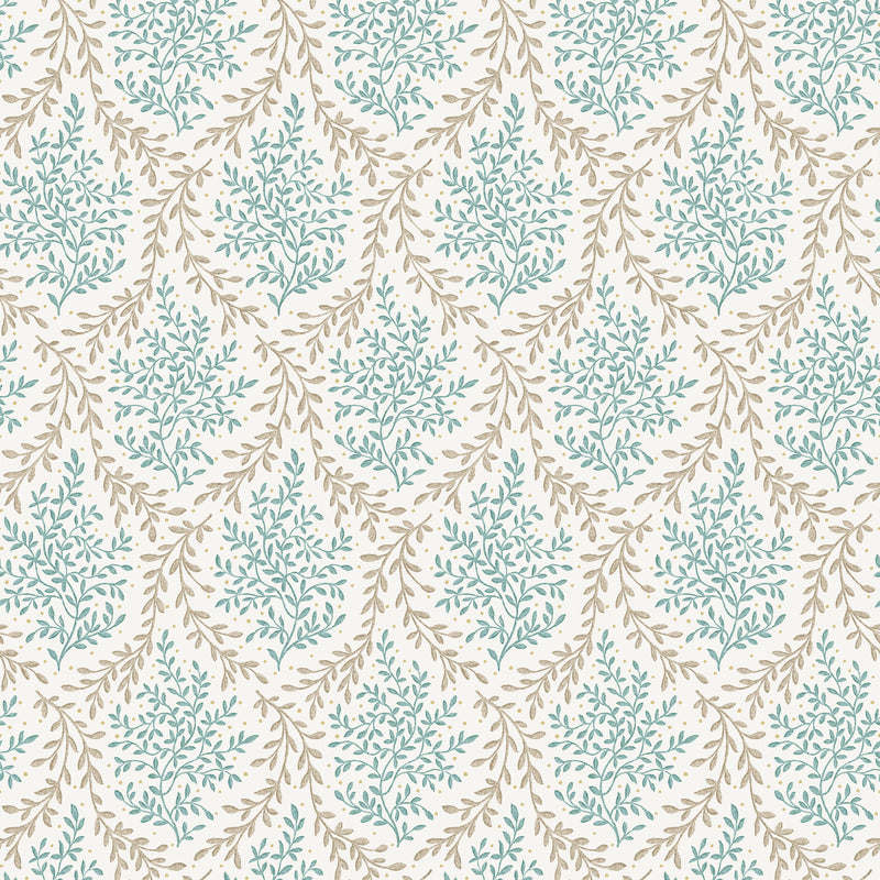 Nina Campbell Fabric - Dallimore Bedgebury Aqua/Beige NCF4534-05