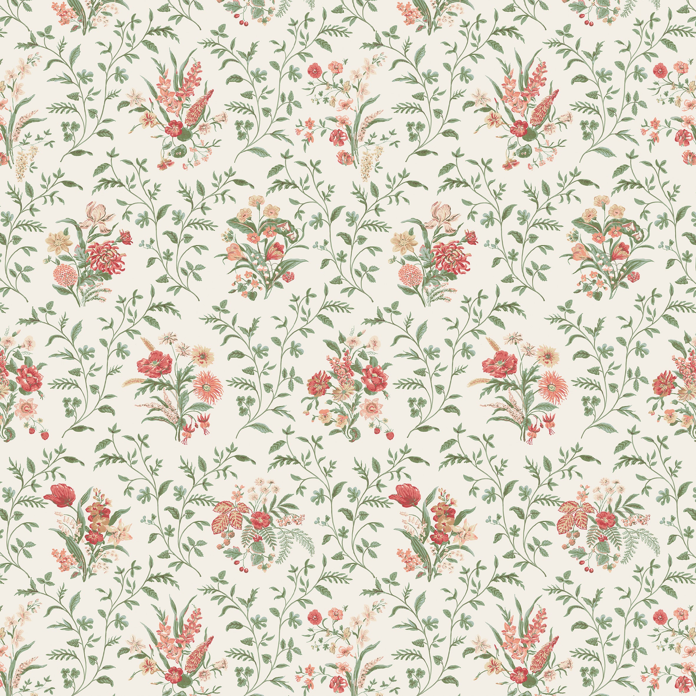 Dallimore Hollingbourne Fabric Coral/Eucalyptus NCF4535-01