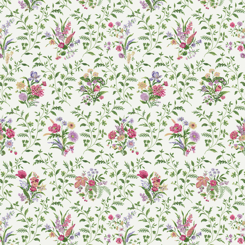 Nina Campbell Fabric - Dallimore Hollingbourne Green/Pink/Lavender NCF4535-04