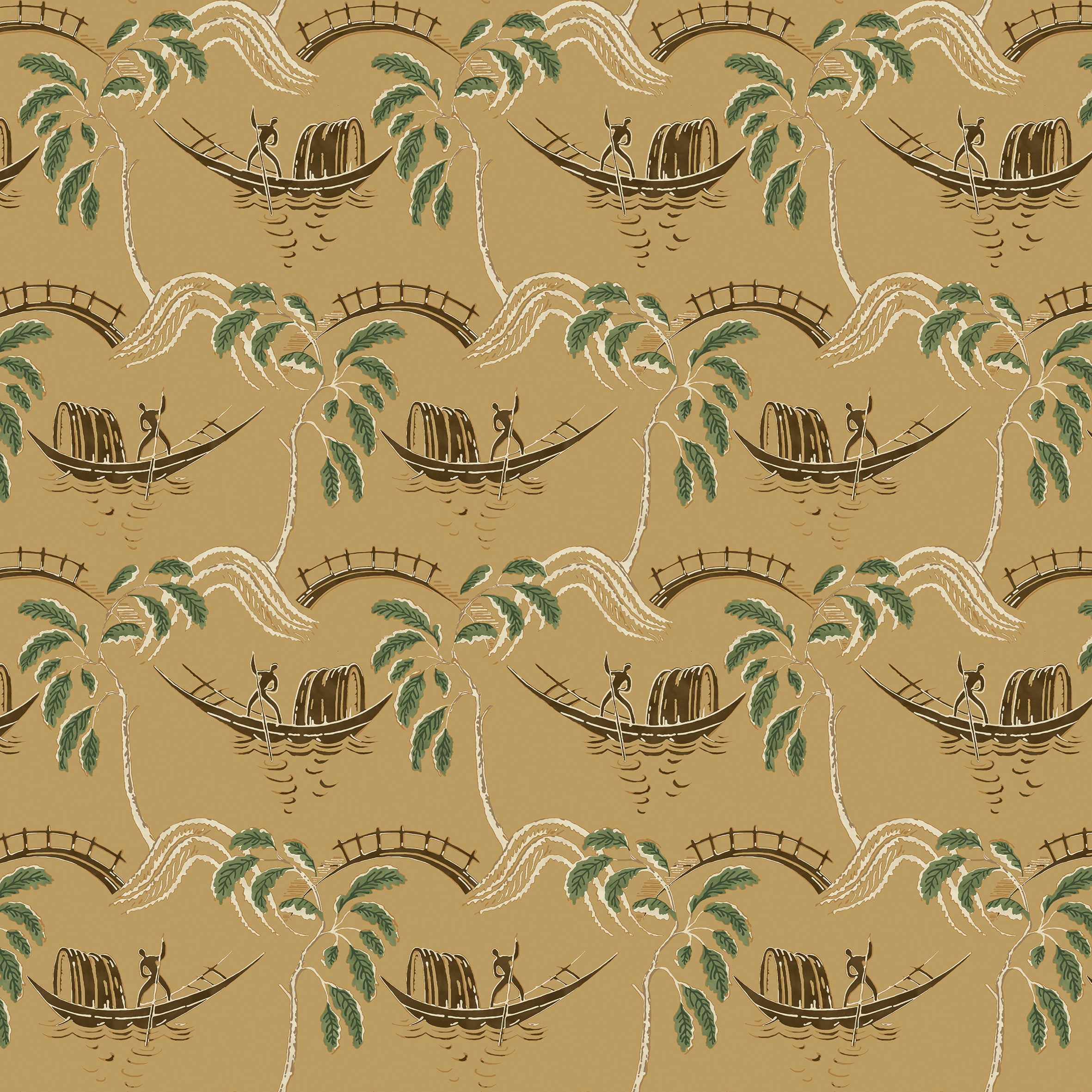 Nina Campbell Athena Peggy Ochre/Olive Fabric