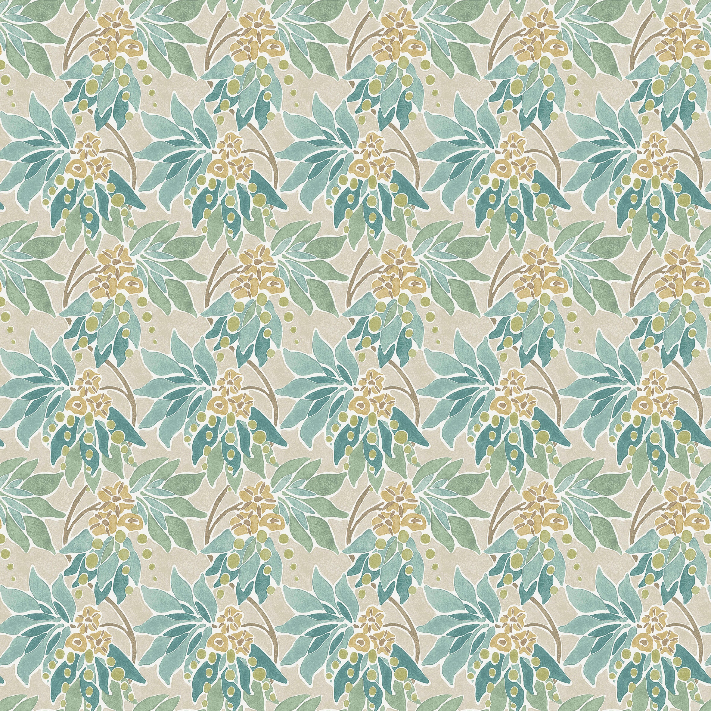 Nina Campbell Athena Sonia Aqua/Eucalyptus fabric