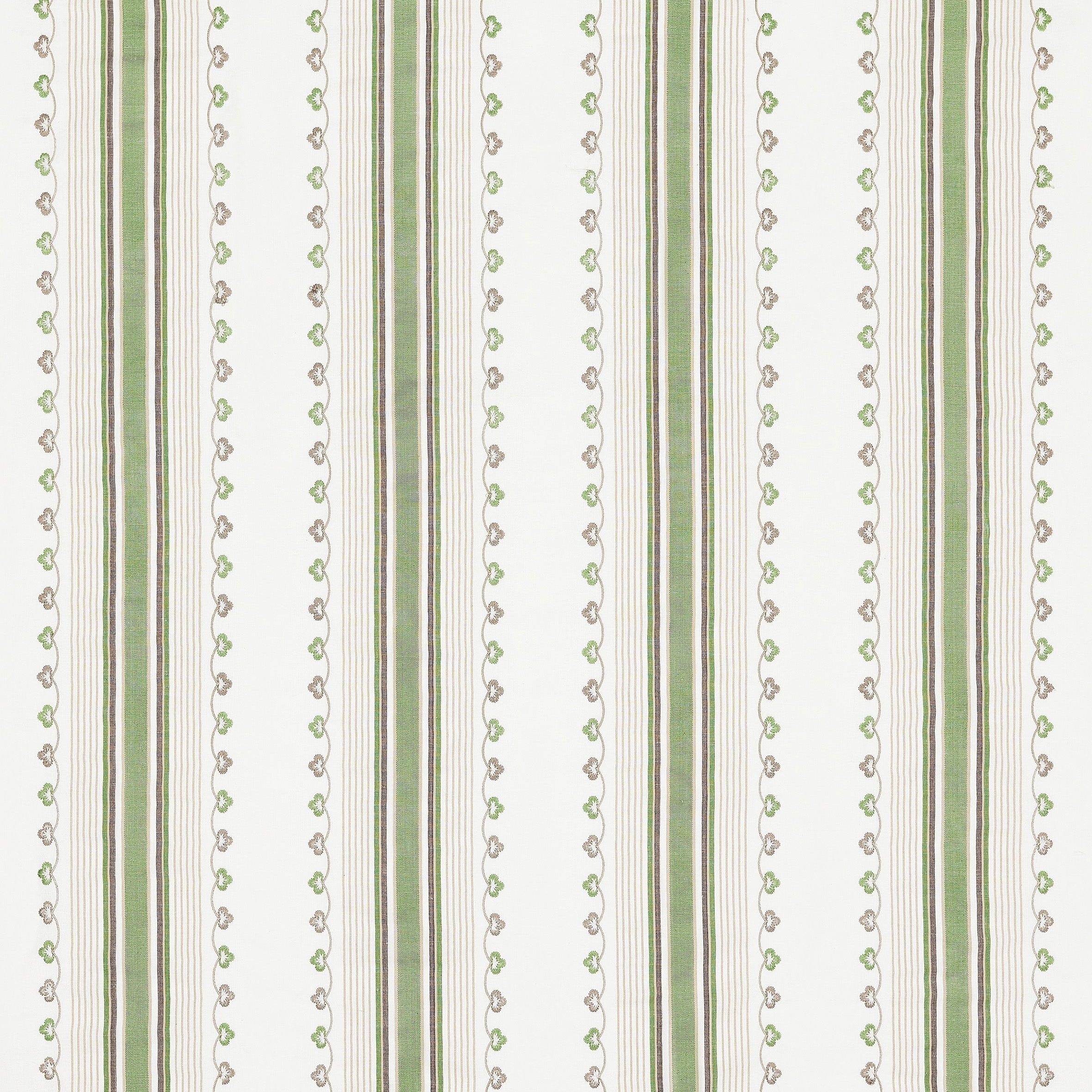 Nina Campbell Athena Mabel Stripe Green/Chocolate fabric