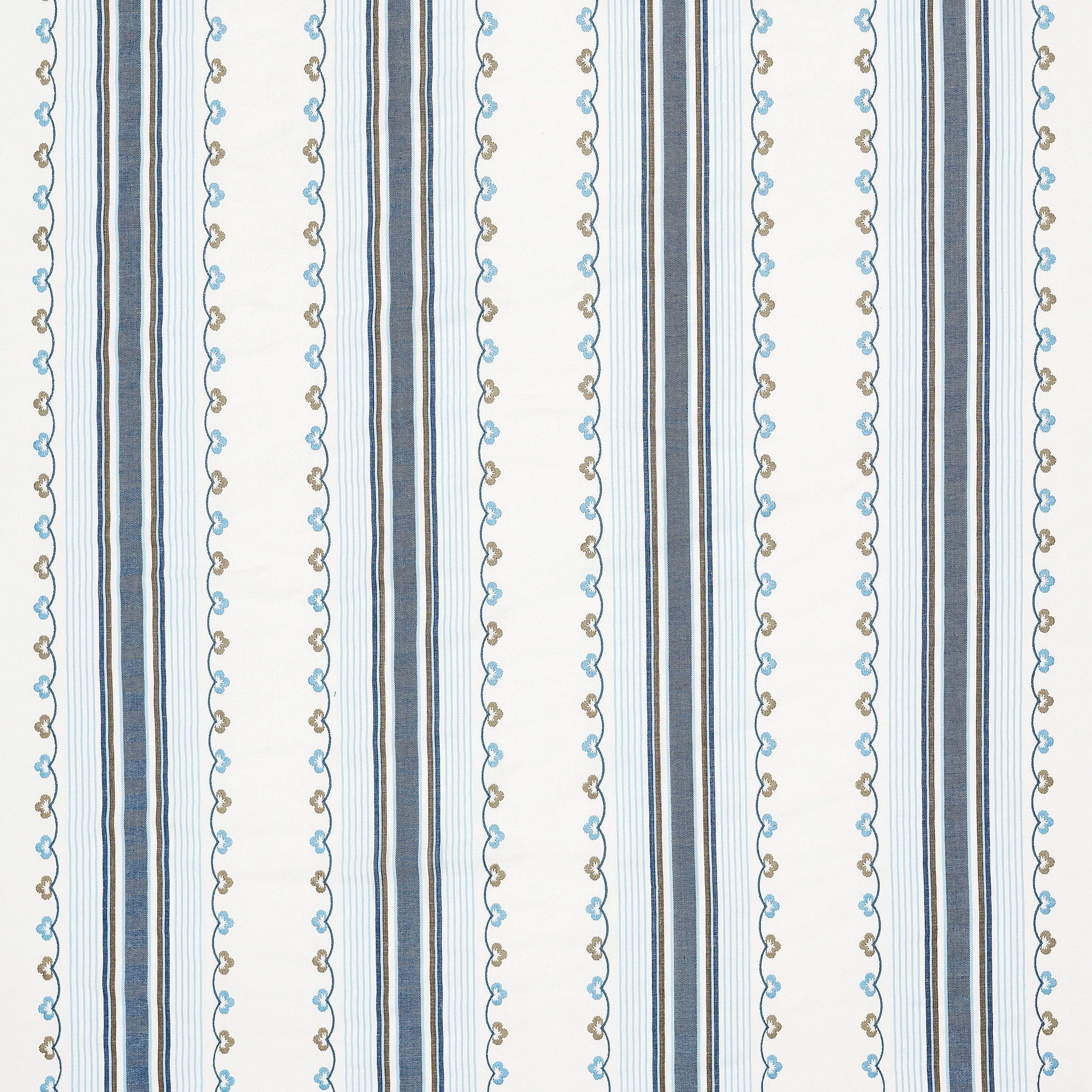 Nina Campbell Athena Mabel Stripe Blue/Chocolate fabric