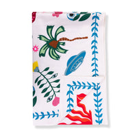 Nina Campbell Nammos Bright Graphic Summer Tablecloth against a white background