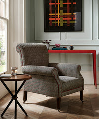 Nina Campbell Gerome Console - Leather Wrapped & Walnut Top in room setting