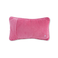 Nina Campbell Needlepoint Cushion Nobody is Perfect back side against a white background