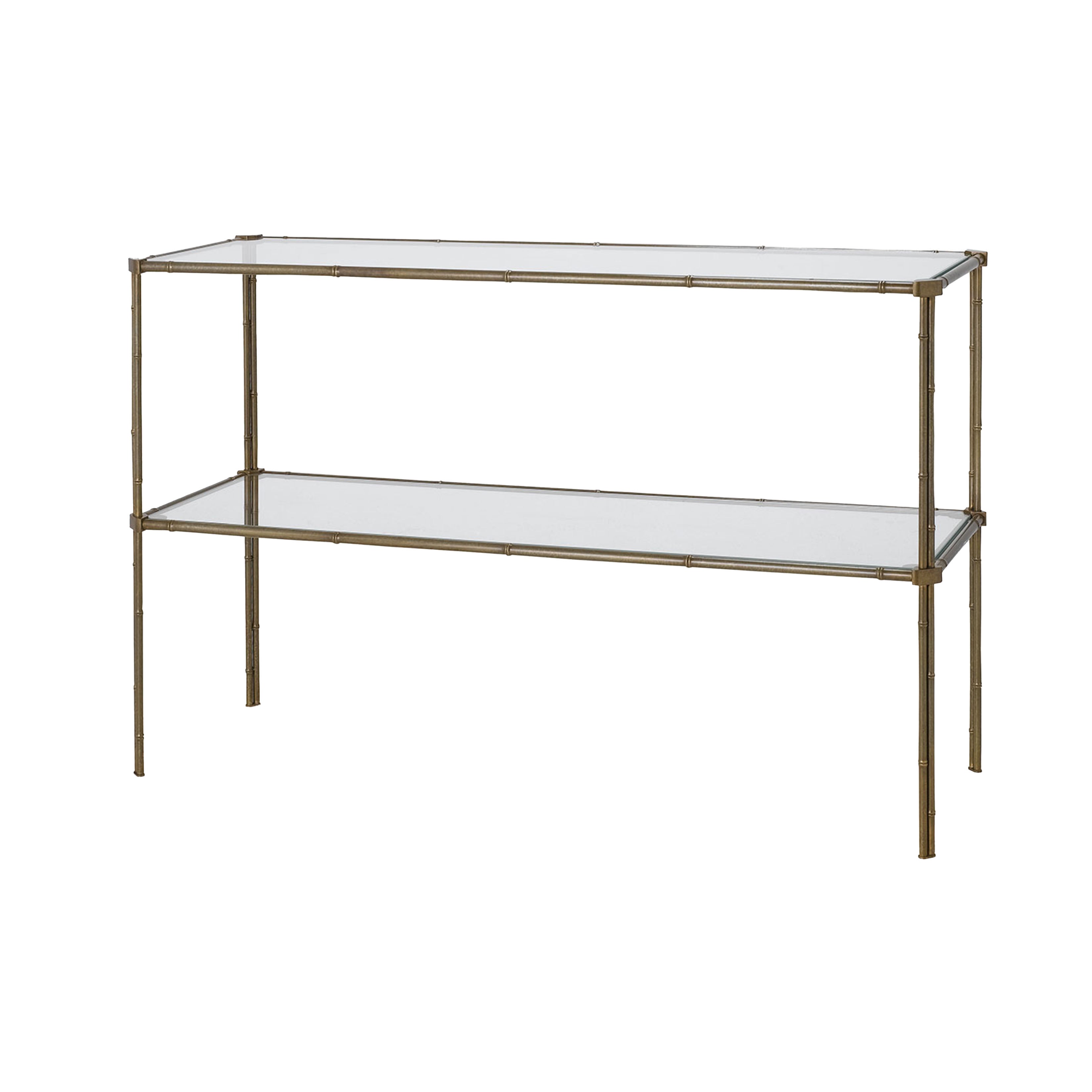 Nina Campbell Pagoda Console Table in Bronze Rust against a white background