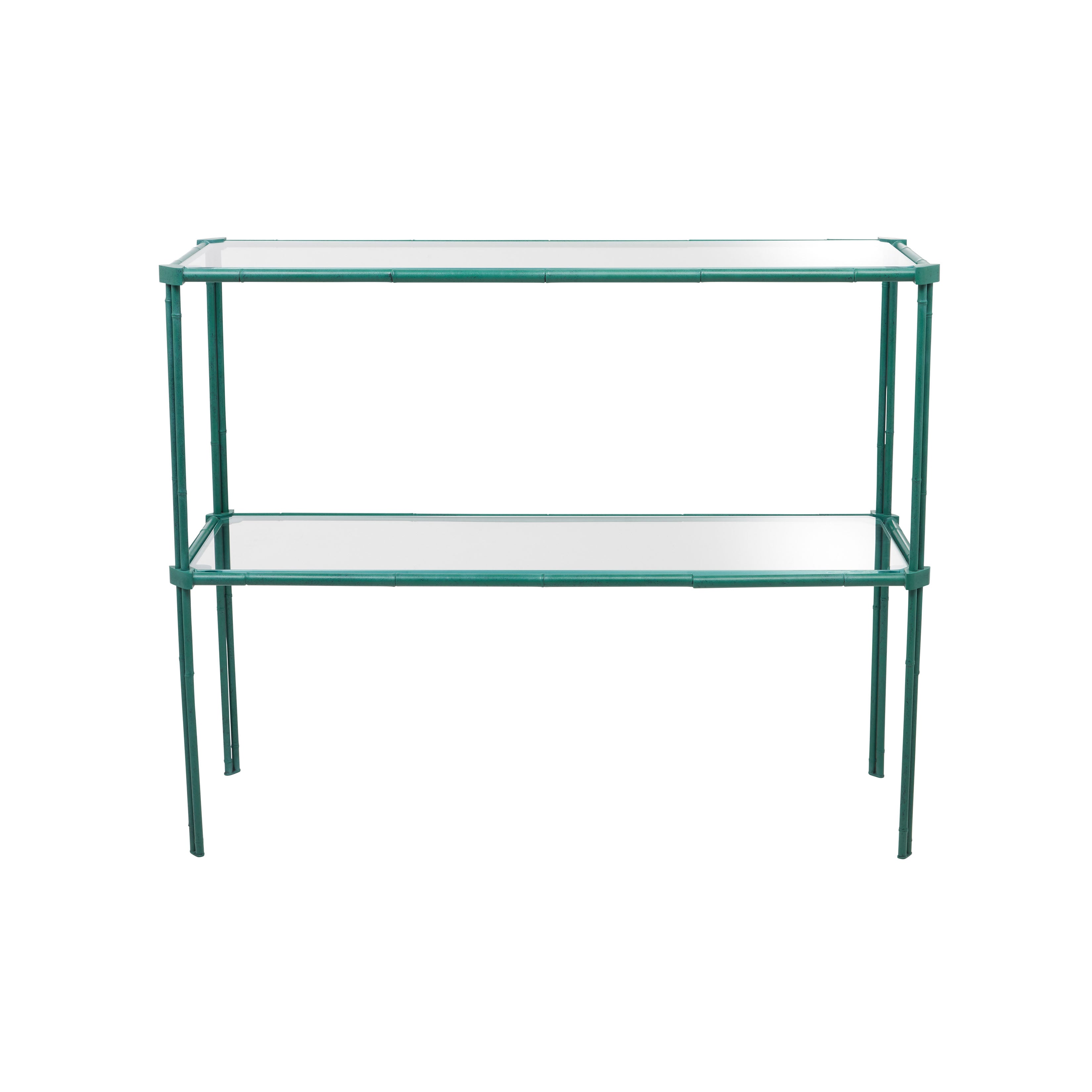 Nina Campbell Pagoda Console Small Steel Painted against a white background