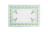 Set of Four Placemat & Napkin Flowers Teal