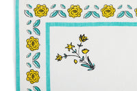 Set of Four Placemat & Napkin - Teal Flowers