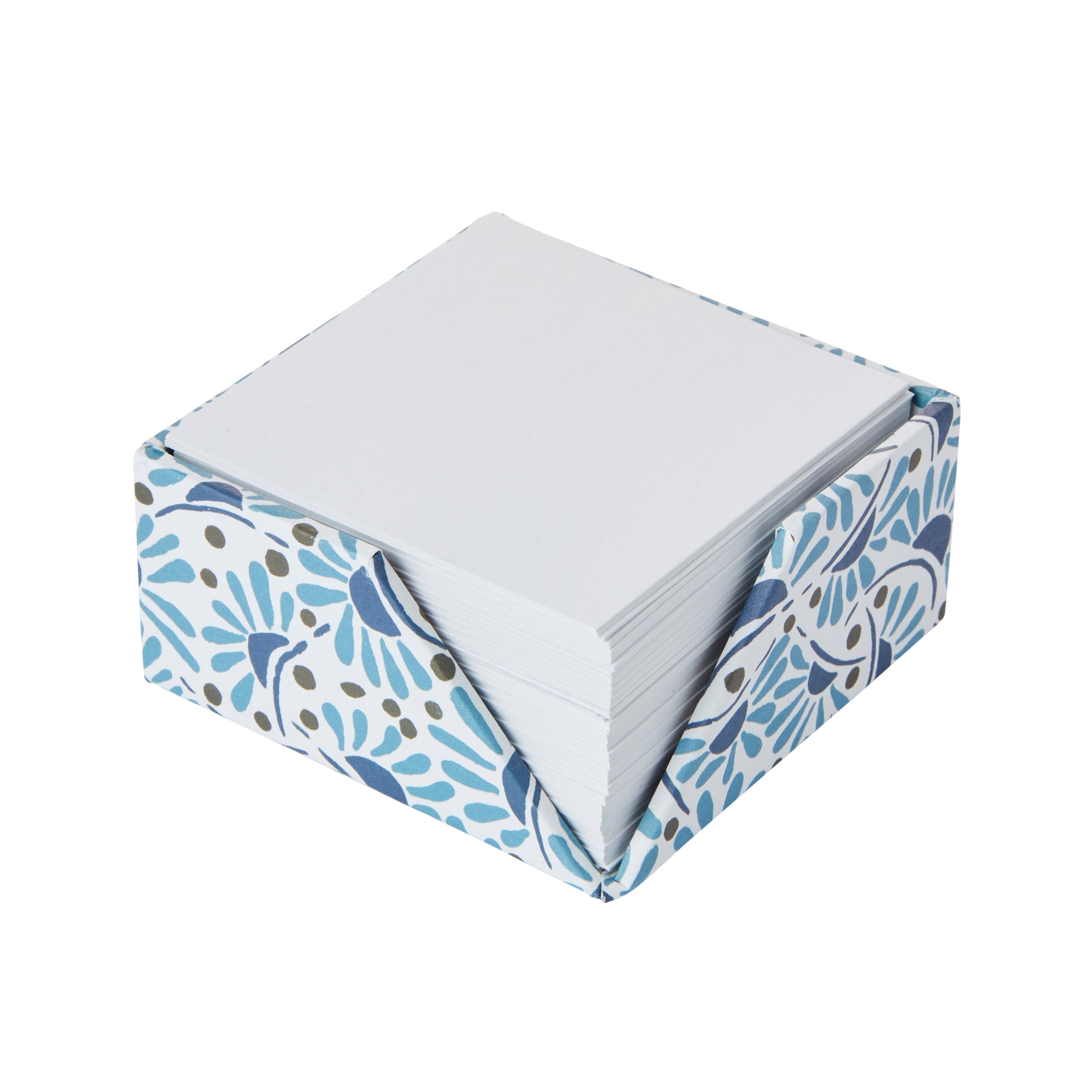 Nina Campbell post it memo box in blue colour way stationery collection on white background