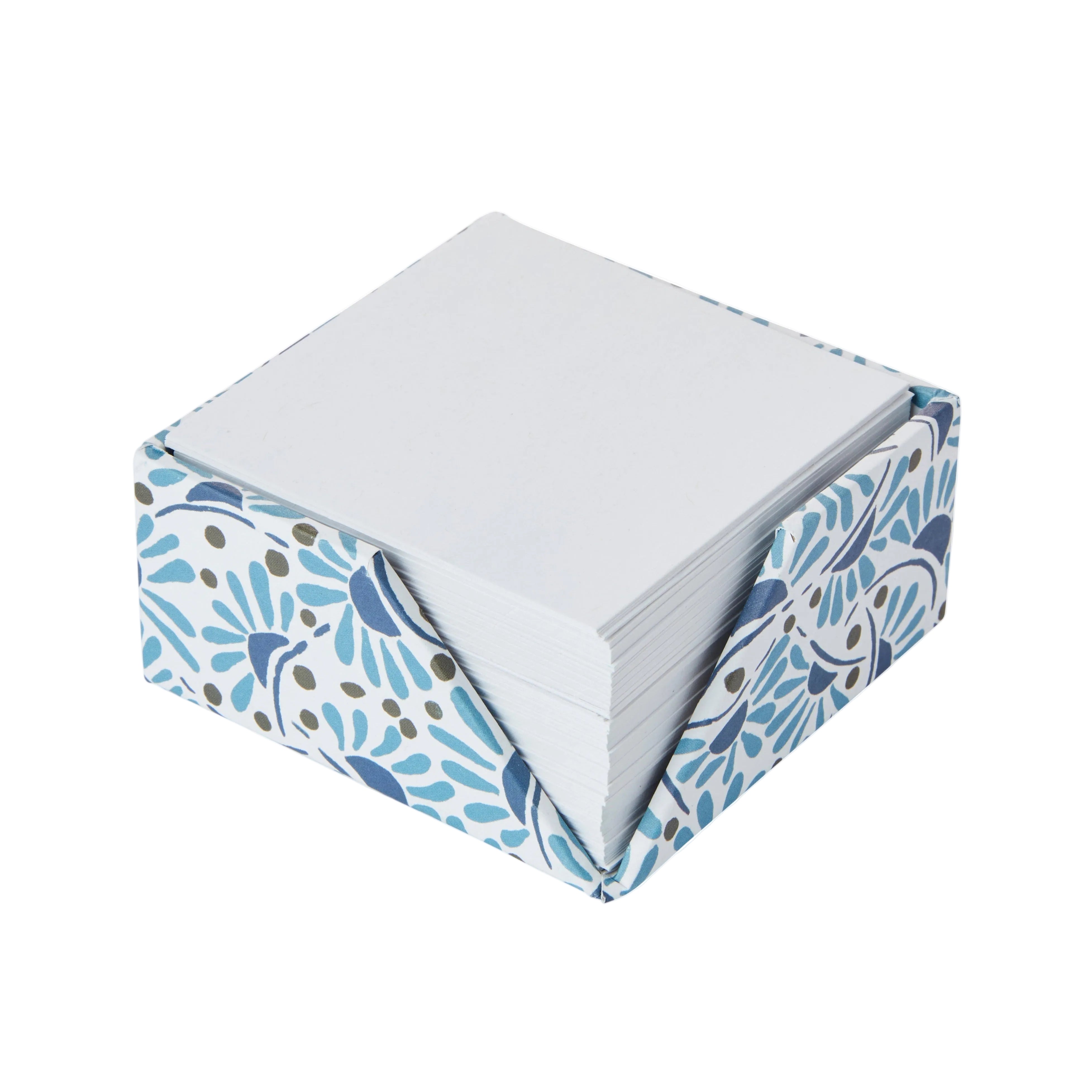 Nina Campbell post it memo box in blue colour way stationery collection on white background