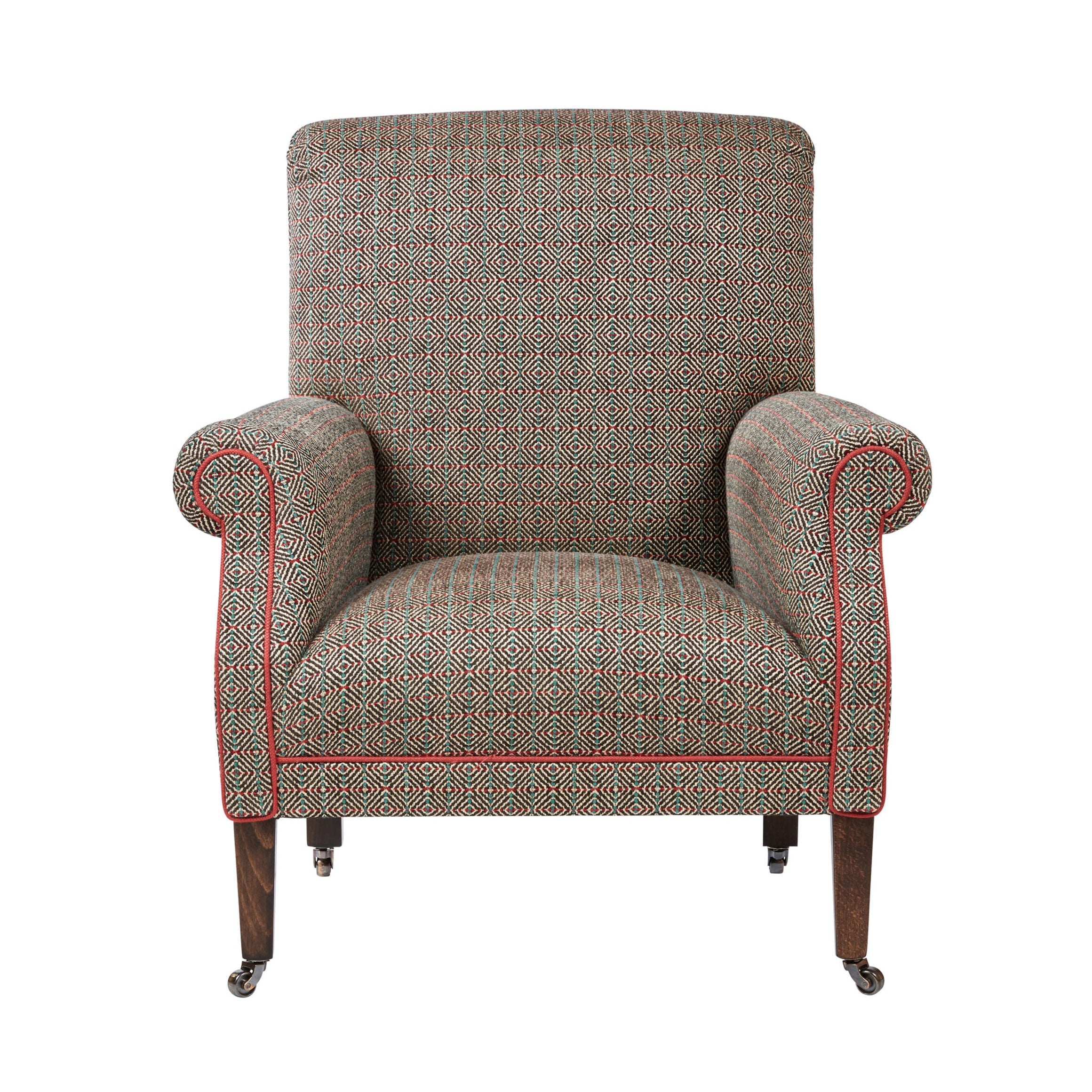 Nina Campbell Robert Browning Armchair in Todi Chocolate against a white background