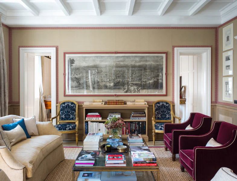 Nina Campbell Rome Apartment Living Room set up