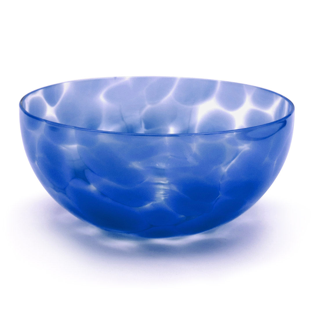 Hand Blown Gather Bowl Fritsy - Cobalt Blue