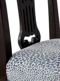 Nina Campbell Scottie Dining Chair against white background close up on back frame