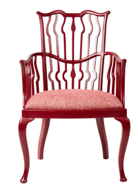 Nina Campbell Archie chair painted red on white background