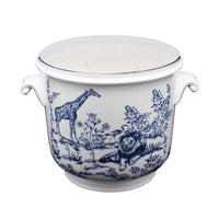 Nina Campbell Cachepot Candle Serengeti blue and white on white background