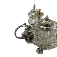 Antique Silver Cruet Set Shell c.1920