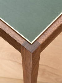 Nina Campbell Sidney End Table in Green Leather close up view