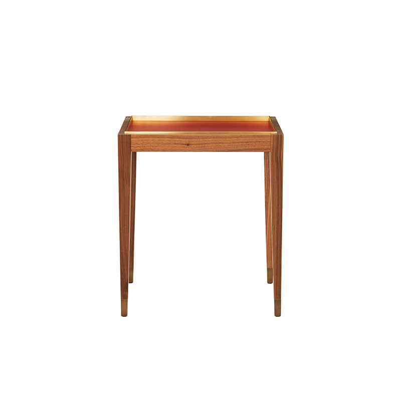 Nina Campbell Sidney End Table in Red Leather against a white background