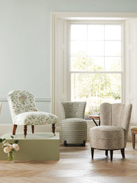 Nina Campbell Alice Chair in Bagatelle Weave Walnut/Ivory in room setting