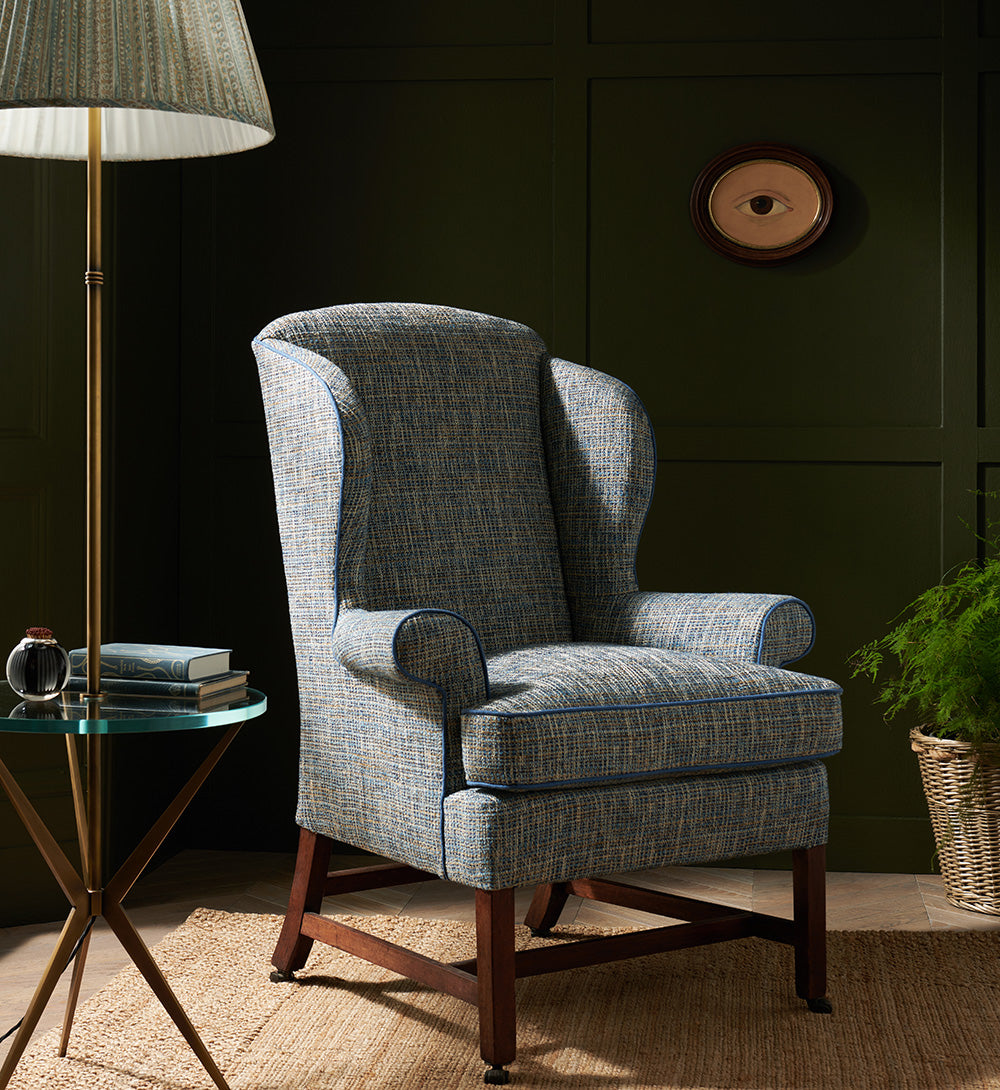 Nina Campbell Arthur Lamp Table and Nina Campbell Wing Chair in room setting