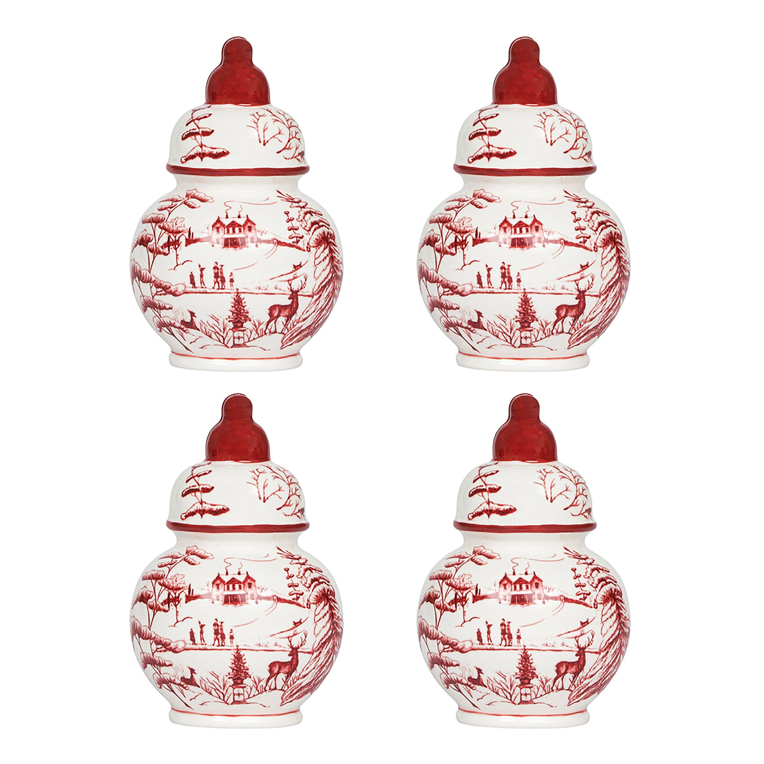 Country Estate Winter Frolic Placecard Holder Set of 4 Ruby