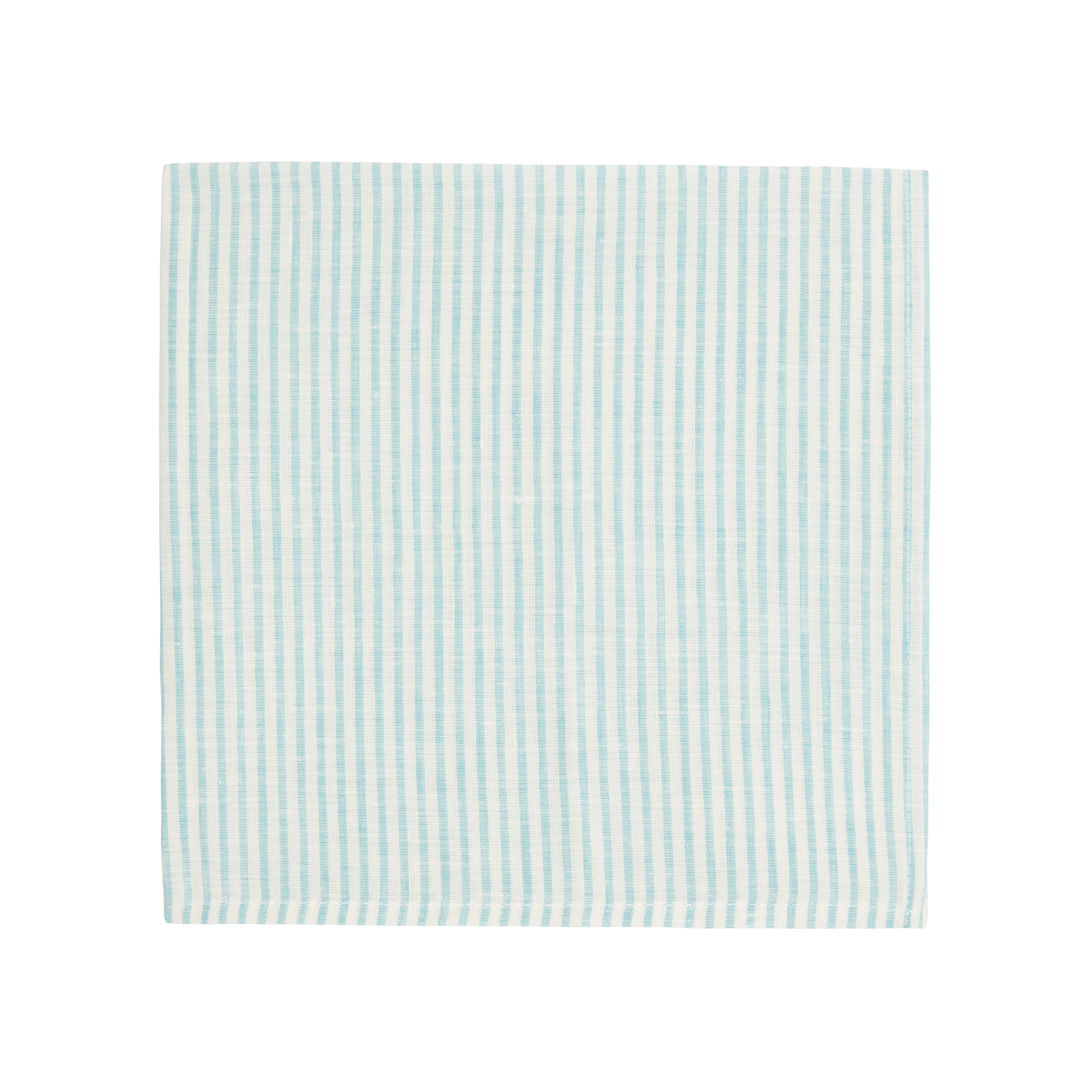 Nina Campbell Stripe Napkin Aqua/White against a white background