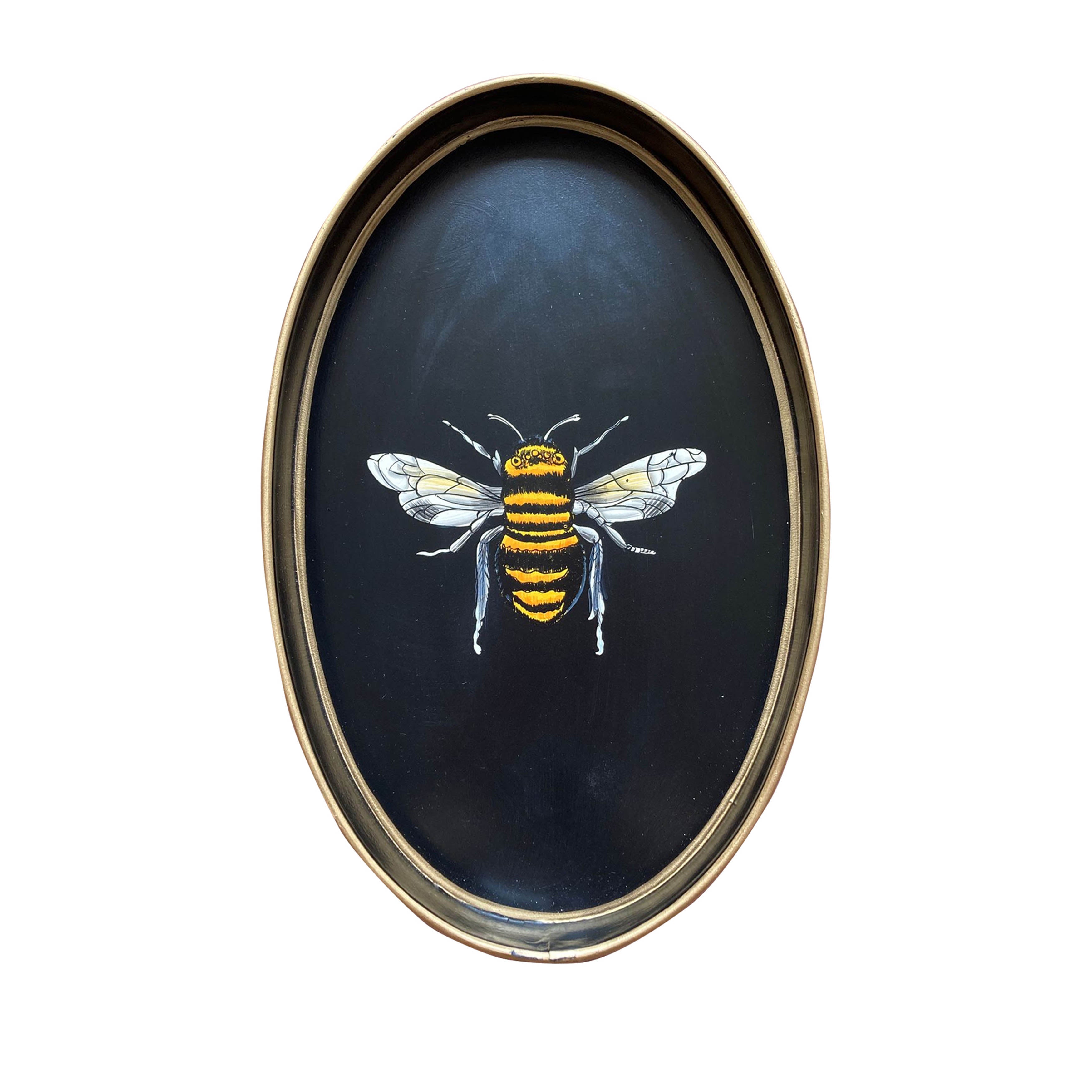Nina Campbell Iron Tray Oval Bee against a white background