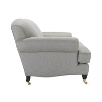 Nina Campbell Chambers Sofa in a grey fabric against a white background side shot