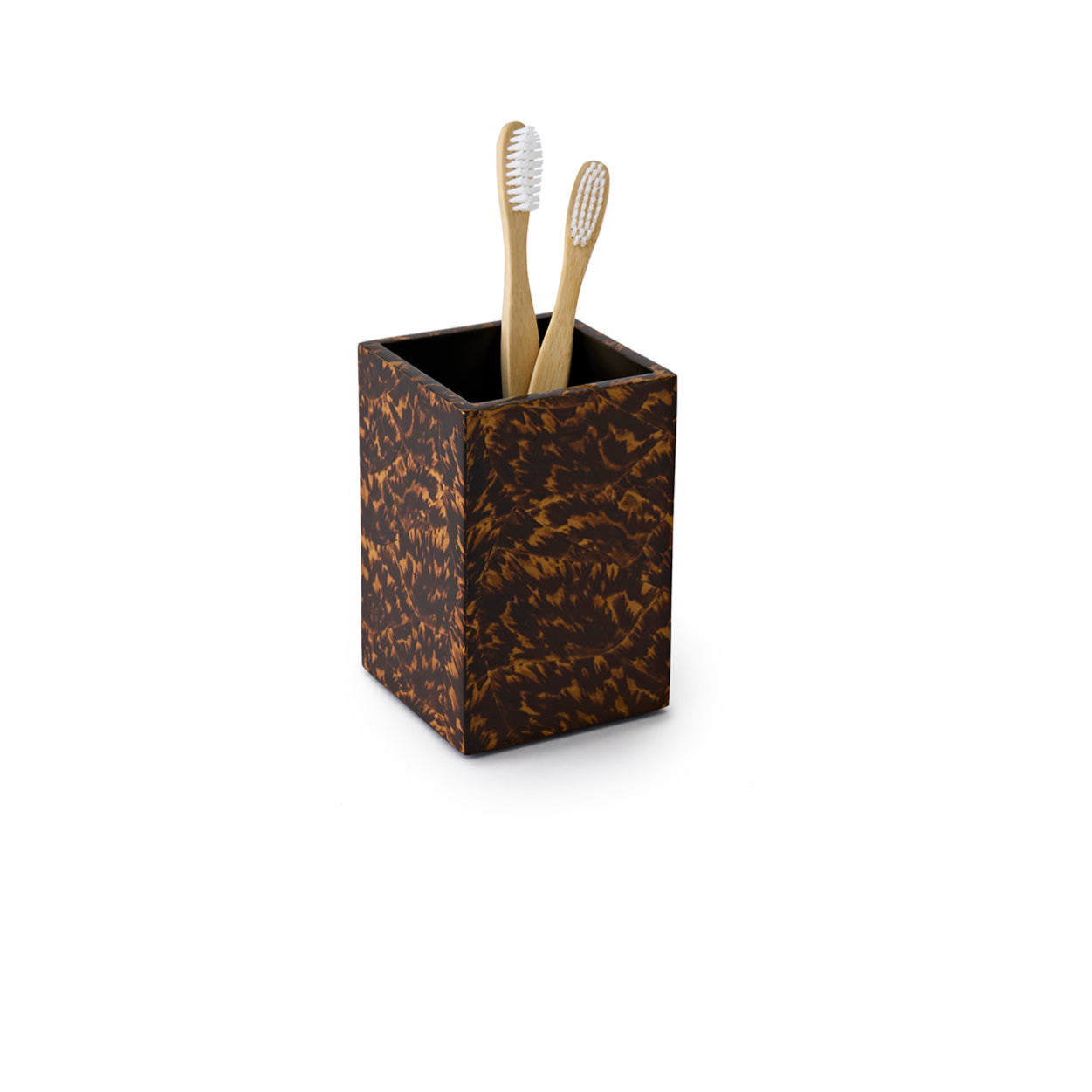 Carmel Gloss Brush Holder Faux Tortoise