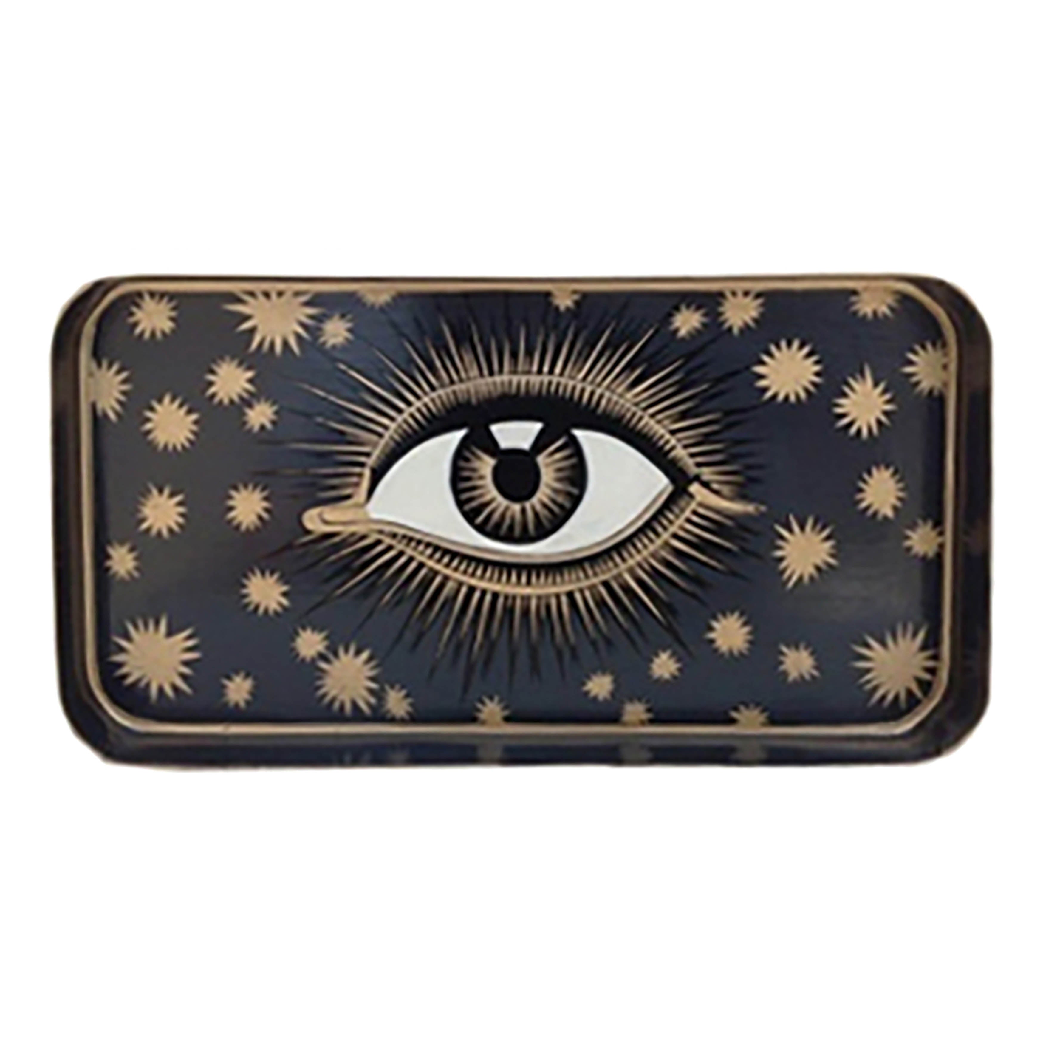 Nina Campbell Iron Tray Eye Black against a white background