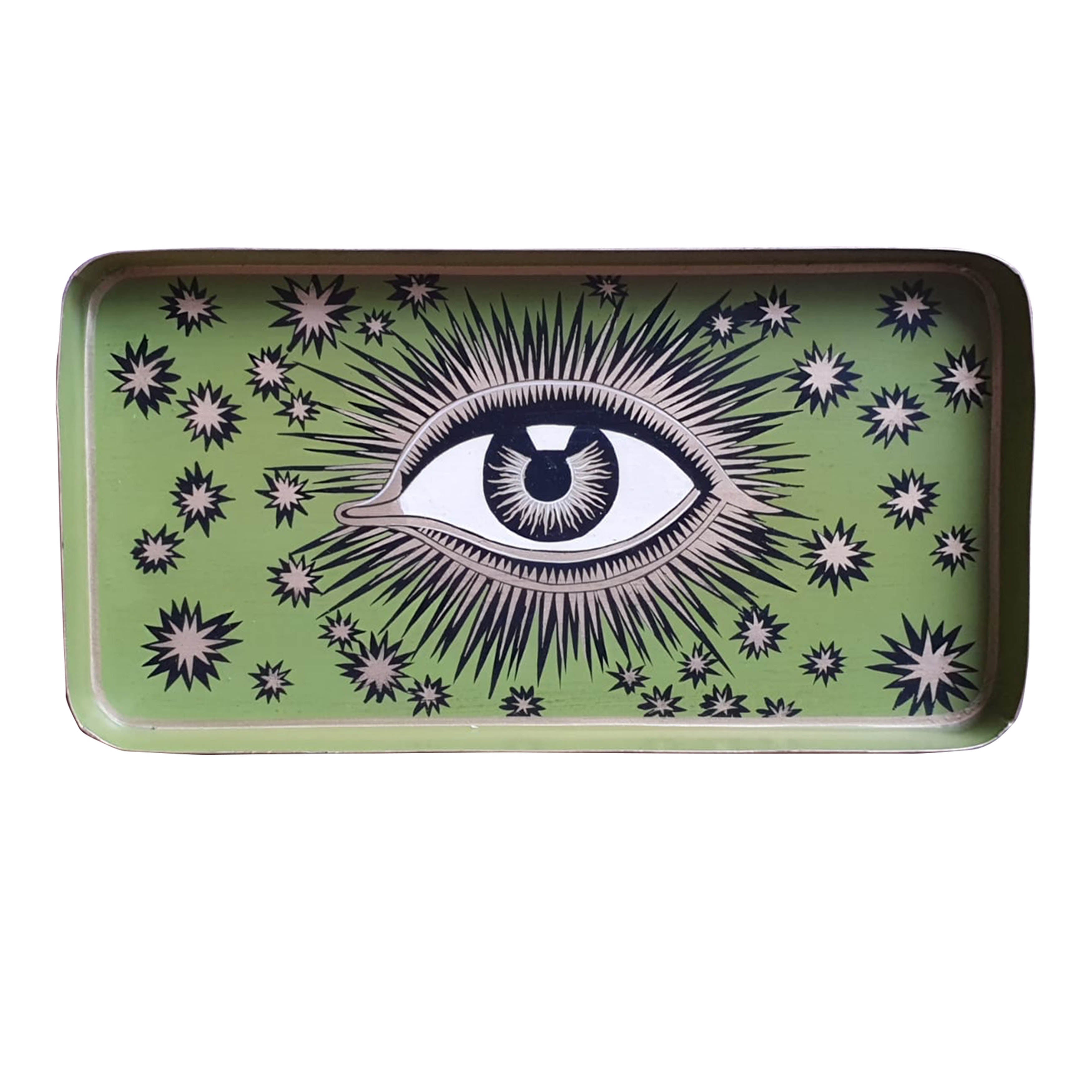 Nina Campbell Iron Tray Eye Lime against a white background