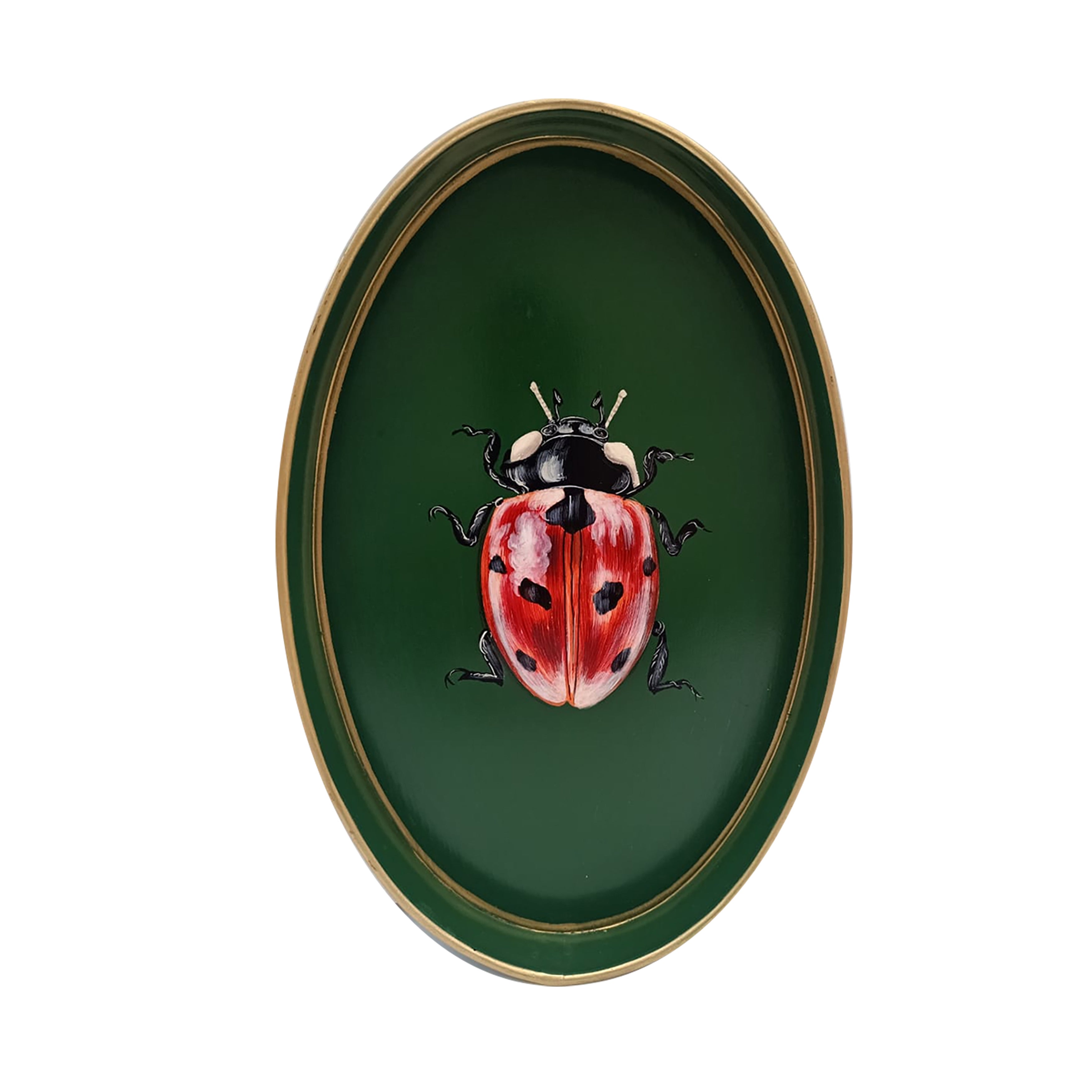 Nina Campbell Iron Tray Oval Ladybird against a white background
