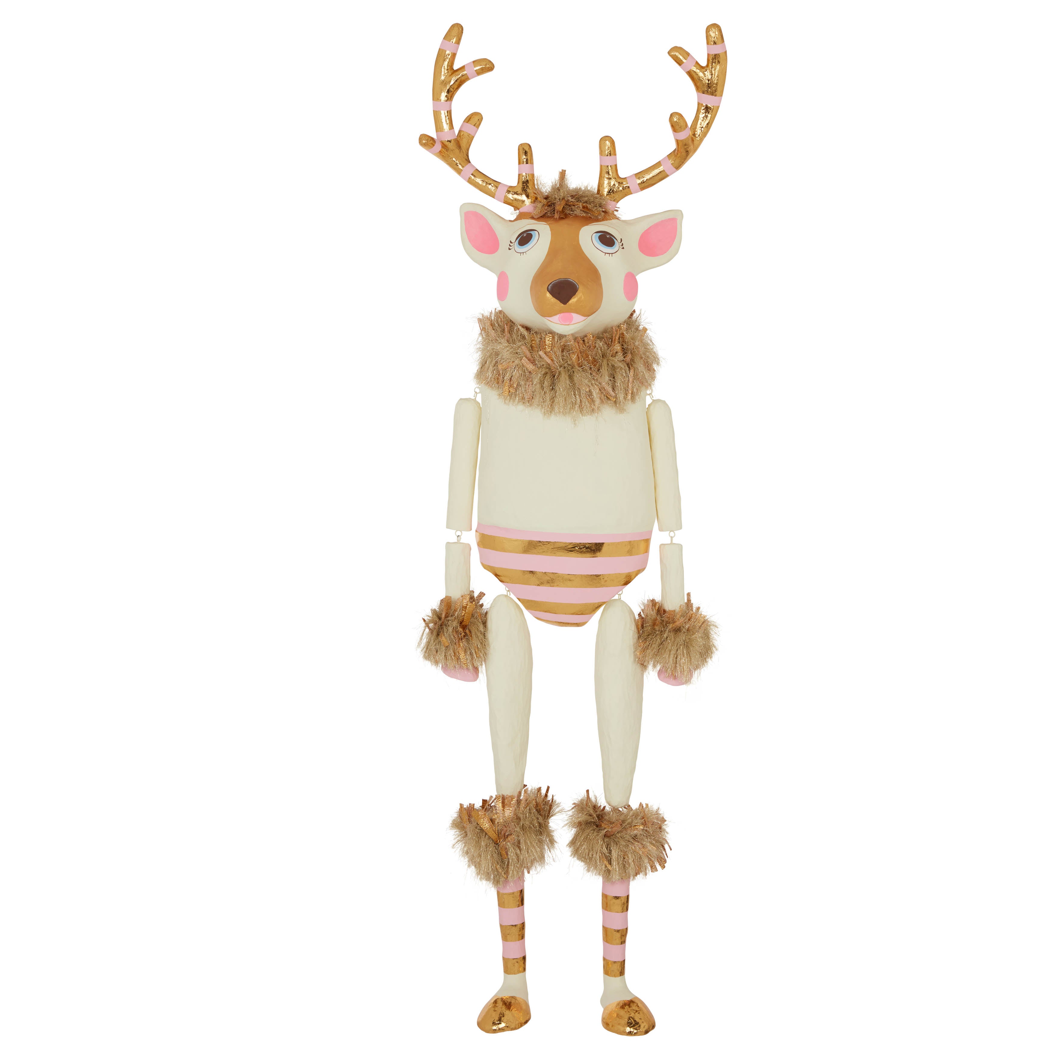 La Renne Reindeer Ornament Gold and Blush XL 75"