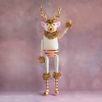 La Renne Reindeer Ornament Gold and Blush XL 75"