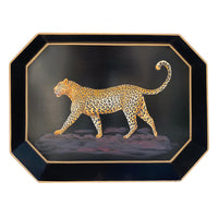 Nina Campbell Iron Tray Hexagon Leopard against a white background
