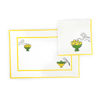 Set of Four Placemat & Napkin Yellow Monkey