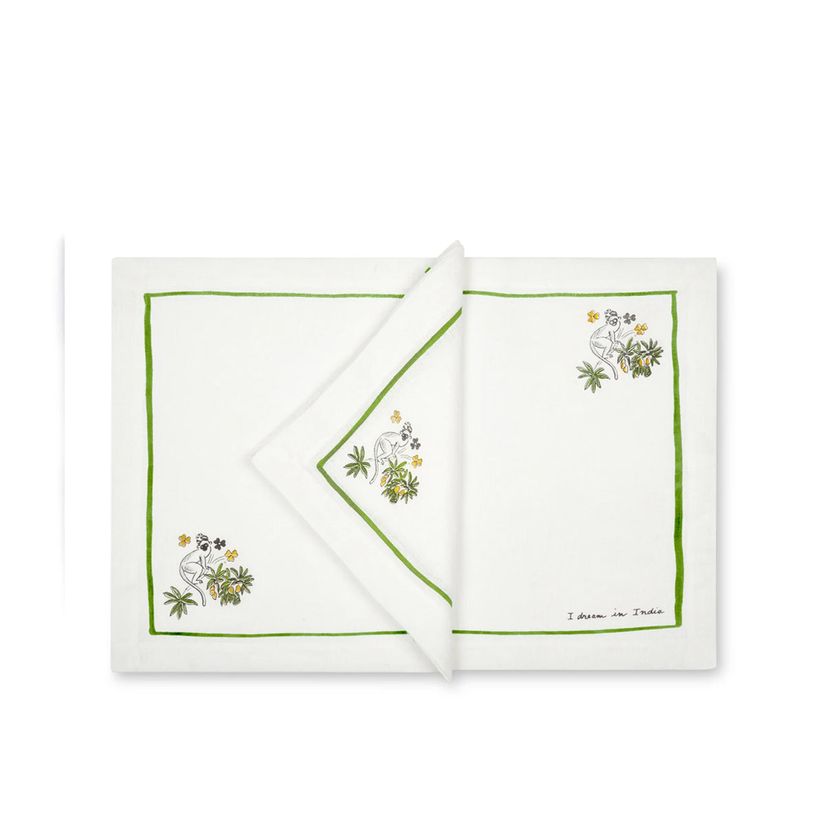 Set of Four Placemat & Napkin Monkey & Mango Tree