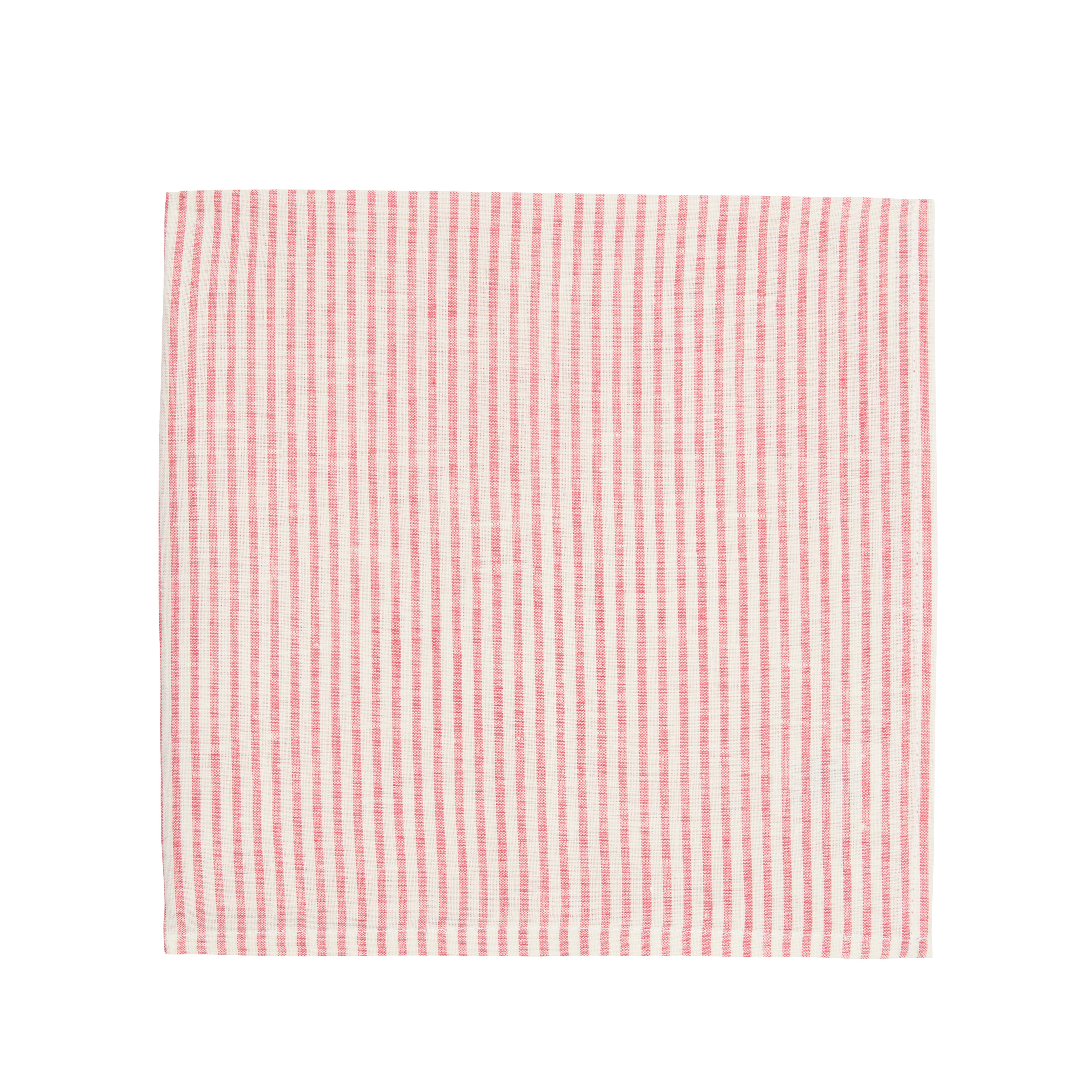 Nina Campbell Stripe Napkin Pink/White against a white background