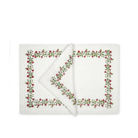Set of Four Placemat & Napkin Rose Bush Red