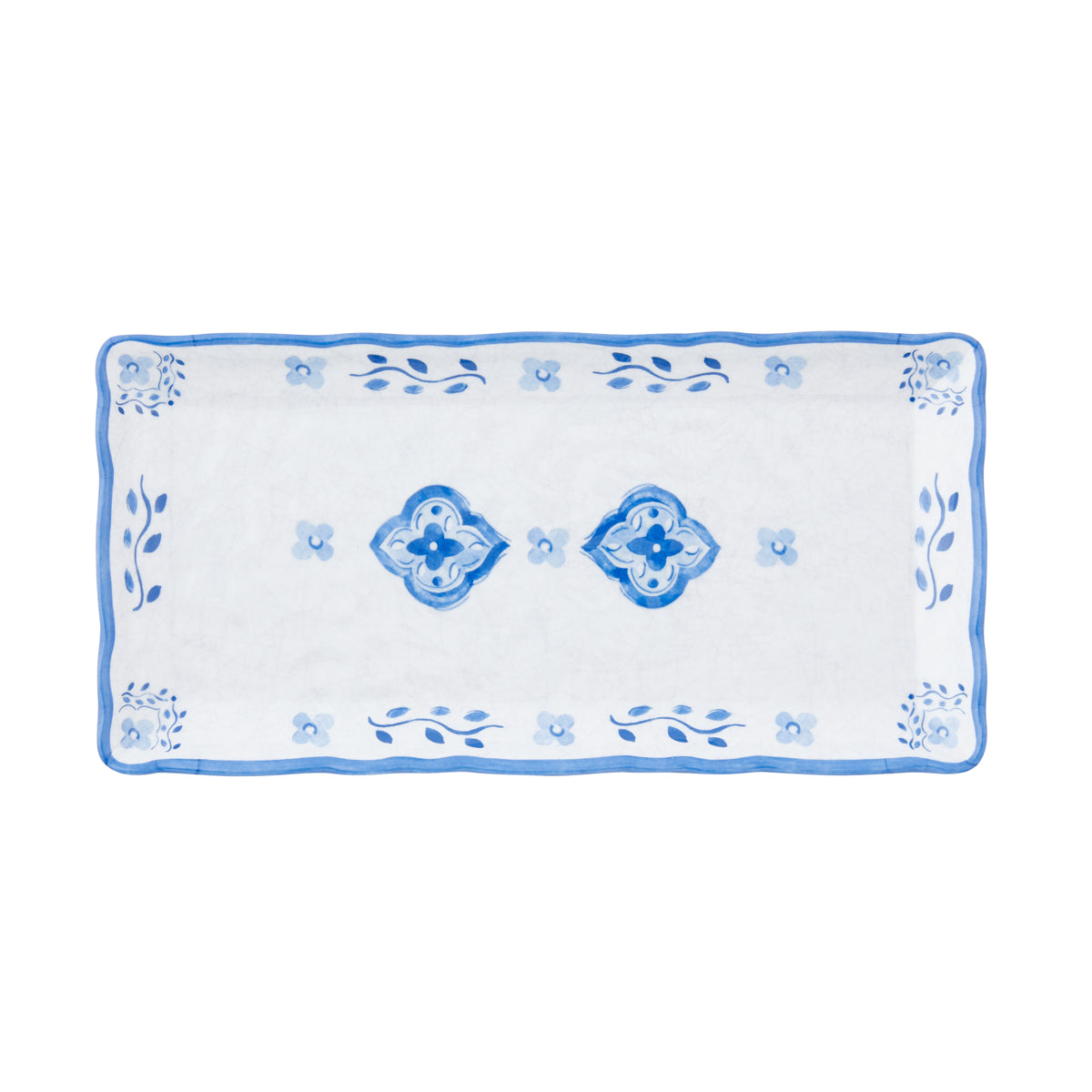 Nina Campbell Melamine Biscuit Tray Moroccan Blue against a white background
